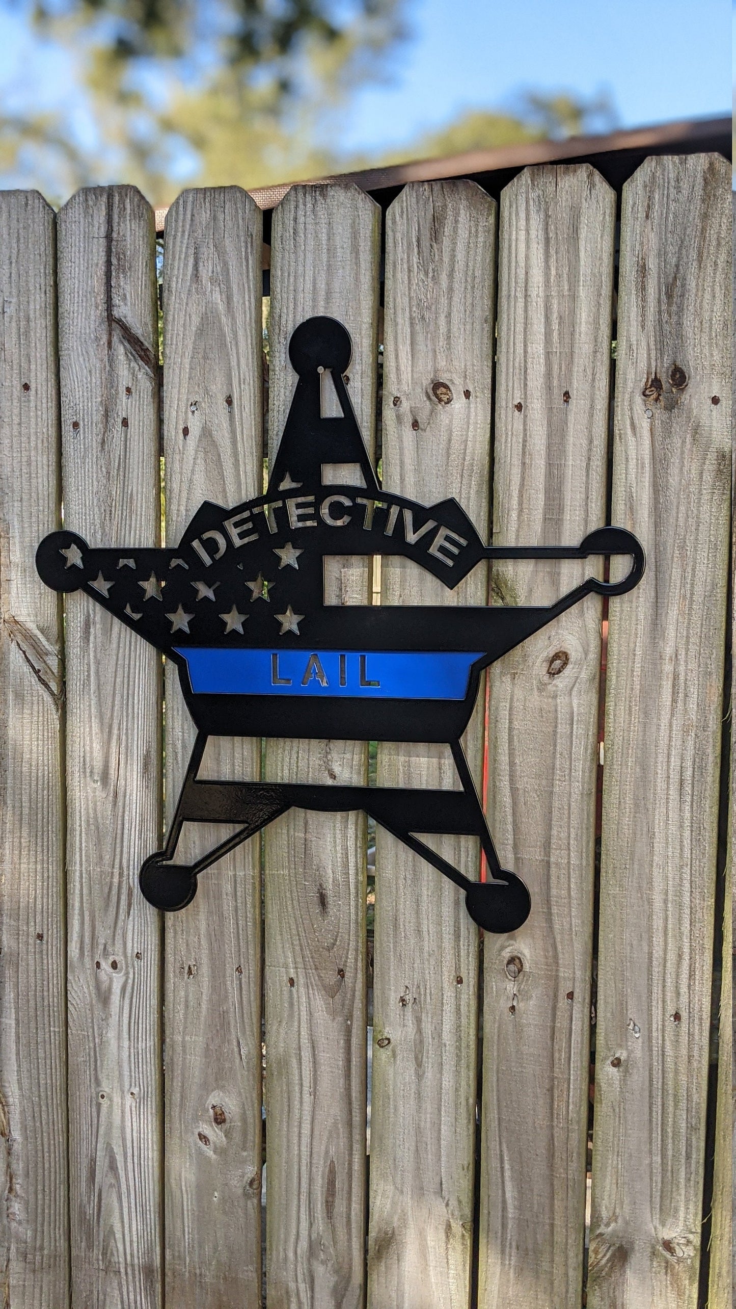 Detective Thin Blue Line Sign |  Sherriff | Deputy | Police Officer | Gift | Badge Sign | American Flag