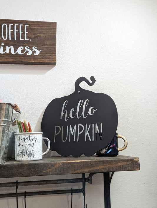 Metal Fall Pumpkin Sign | Hello Pumpkin | Fall Decor | Autumn Pumpkin