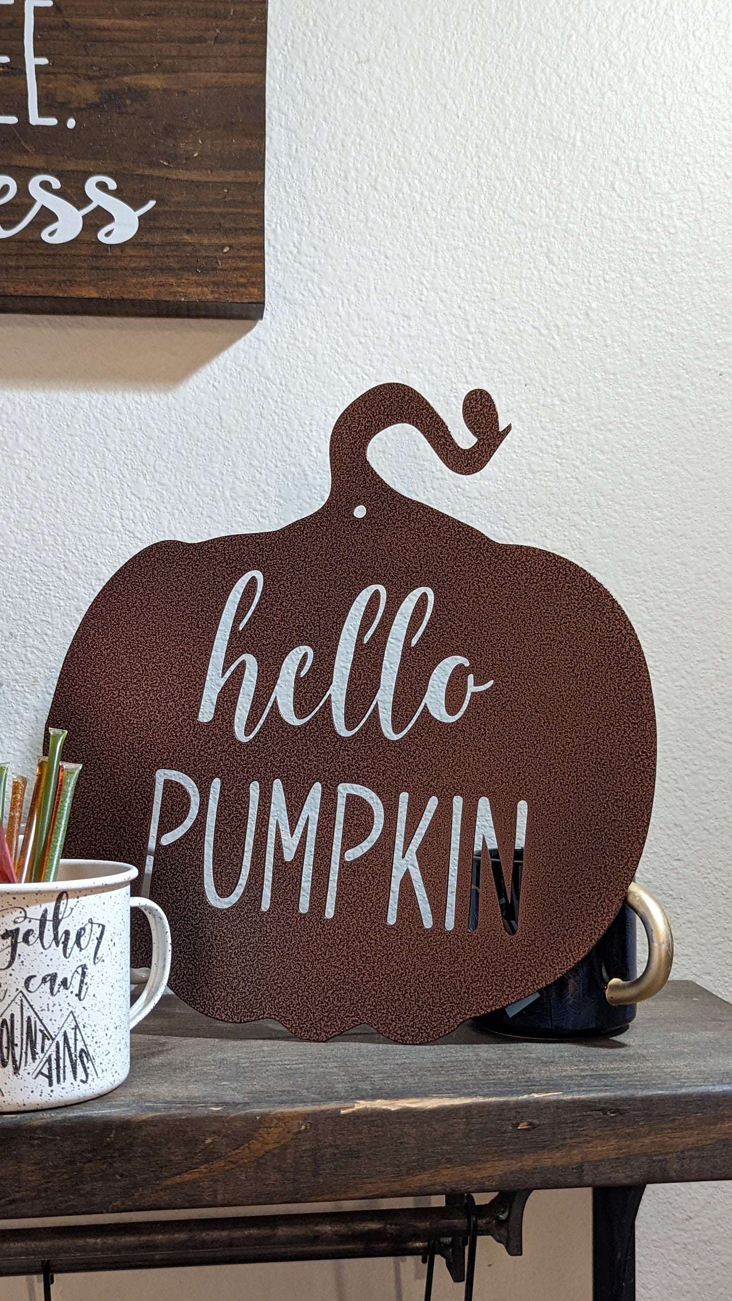 Metal Fall Pumpkin Sign | Hello Pumpkin | Fall Decor | Autumn Pumpkin